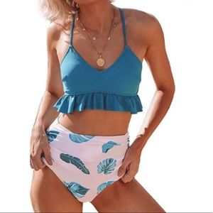 Cupshe blue leaf bikini